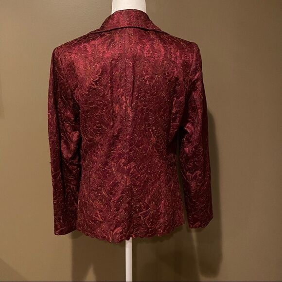 Lafayette 148 100% Silk Blazer W/ Lace Overlay Size 10 Woman’s Evening Wear - Picture 5 of 13